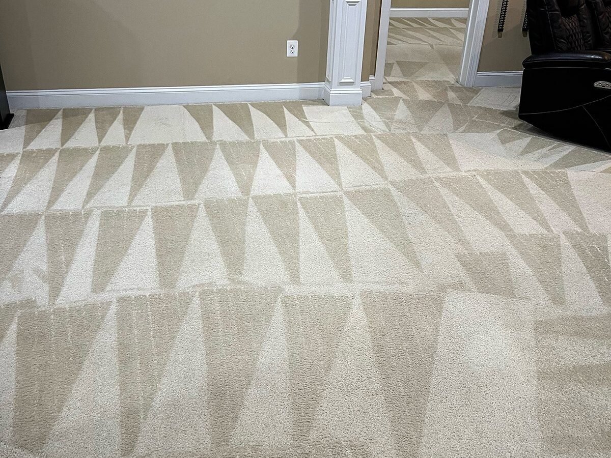 Soiled carpet in a Northern Virginia home before rug cleaning