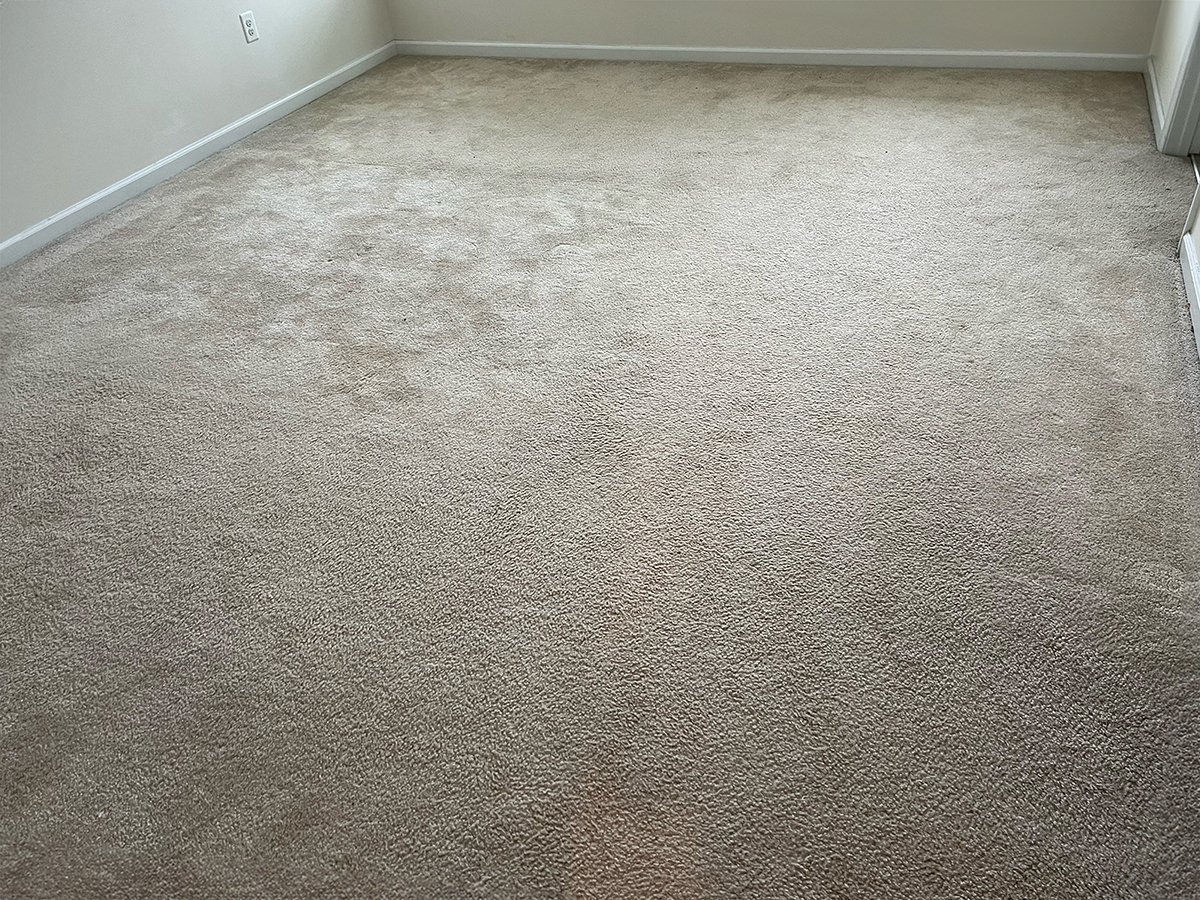 Soiled carpet in a Northern Virginia home before carpet cleaning